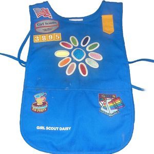 Girl Scouts Daisy Blue Apron Tunic w/ Many Patches & Pin Made In USA